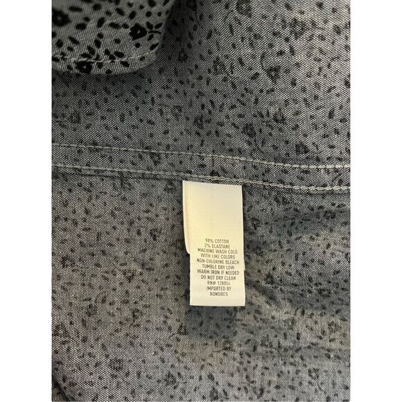 Bonobos Stretch Slim Fit Gray Black Flowers Long Sleeve Button Down Shirt Large - Picture 4 of 5